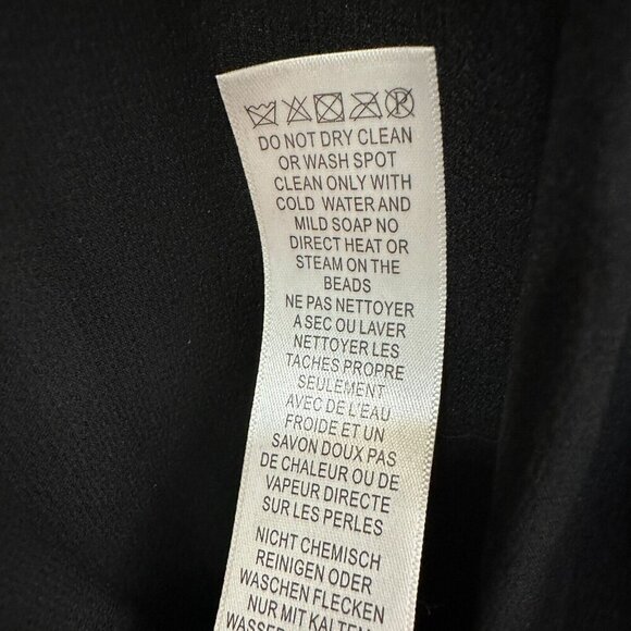 Aidan Mattox 100% Silk Long Black Maxi Dress Evening Gown Wedding Chiffon Beaded - Picture 12 of 15